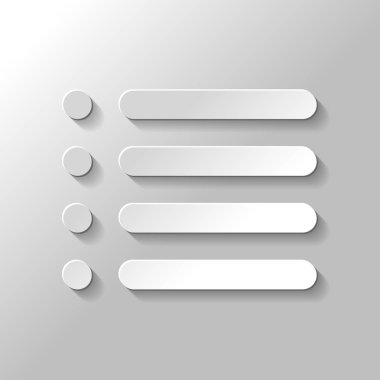 Basit liste menü simgesi. Kağıt tarzı ile gölge gri arka plan üzerinde