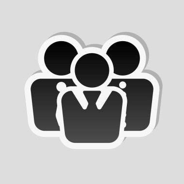 Office insanlar, takım. Etiket tarzı ile beyaz ve gri arka plan üzerinde basit gölge