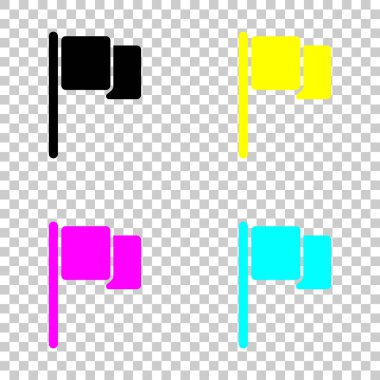 Basit bayrak simgesi. Cmyk simgeleri şeffaf arka plan üzerinde renkli dizi