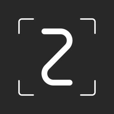 Numara iki, sayısal, basit mektup. Beyaz nesne kamera otomatik odaklama koyu arka plan üzerinde