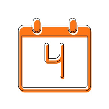 4 gün, basit simgesi ile takvim. İzole simge siyah ince dağılımı ve farklı katmanlarda doldurma taşındı turuncu oluşan. Beyaz arka plan