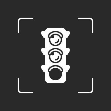 Trafik ışığı simgesi. İz yürümek, yeşil ya da gidin. Beyaz nesne kamera otomatik odaklama koyu arka plan üzerinde