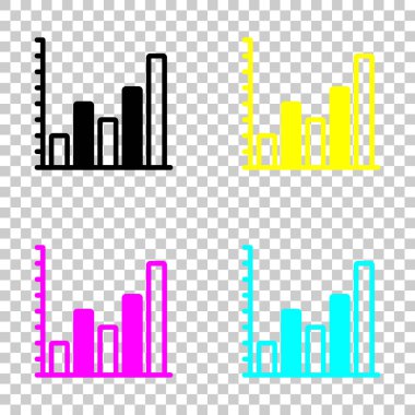 Grapgic finans, büyümek. Cmyk simgeleri şeffaf arka plan üzerinde renkli dizi