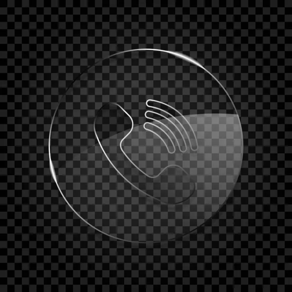Zvonění Telefonu Ikonu Retro Symbol Ikona Kruhu Skleněné Bublině Tmavé — Stockový vektor