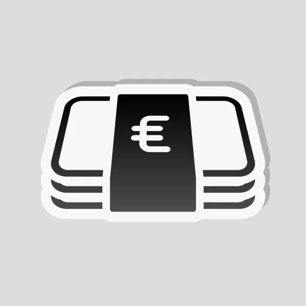 ユーロのお金のバウチァのパック ビジネス アイコン 白枠と灰色の背景に簡単な影のステッカー スタイル — ストックベクタ