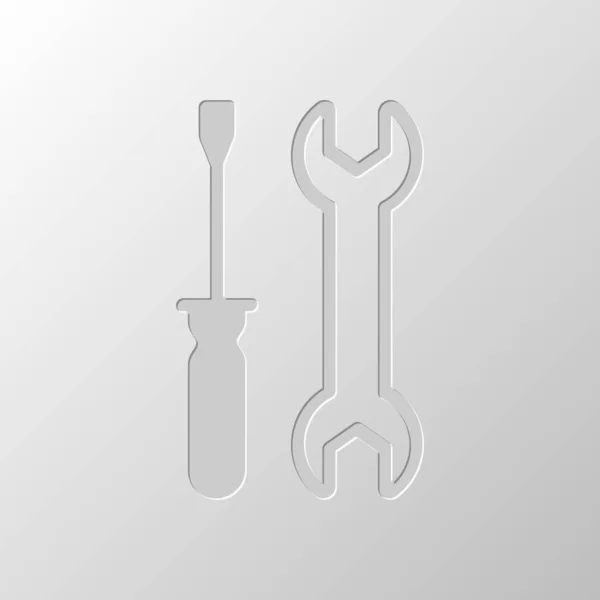 Ремонт Гаечный Ключ Отвертка Инструменты Бумажный Дизайн Вырезанный Символ Стиль — стоковый вектор