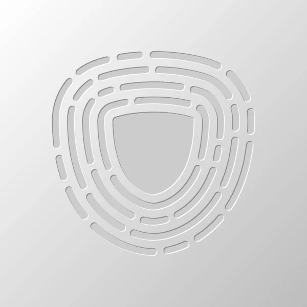 Escudo Huella Digital Logo Proteger Identificación Privada Icono Seguridad Diseño — Vector de stock