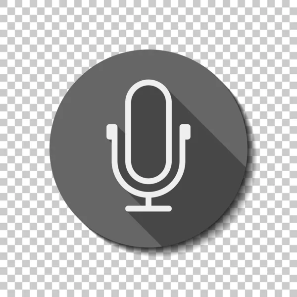 Simple Microphone Icon Linear Thin Outline Flat Icon Long Shadow — Stock Vector
