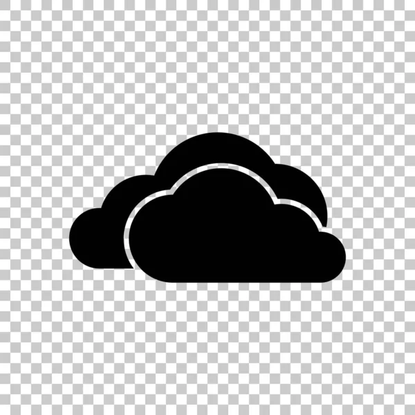 Het Pictogram Van Het Bewolkt Weer Zwarte Symbool Transparante Achtergrond — Stockvector