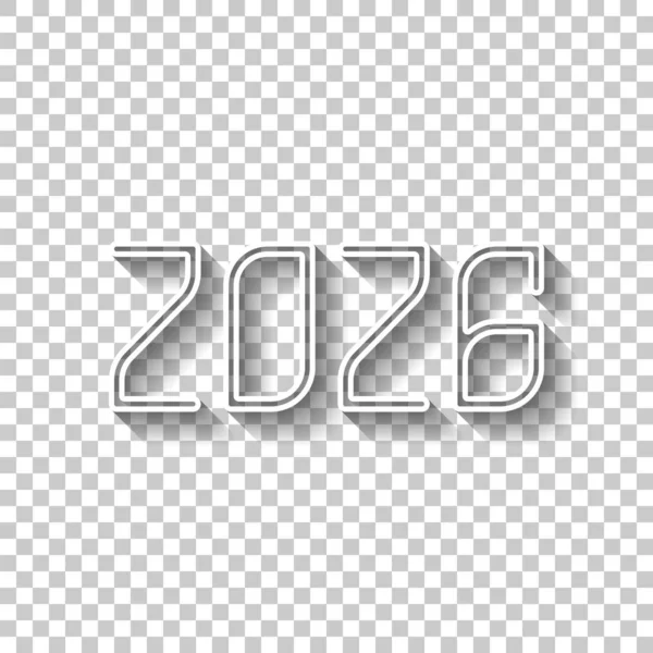 2026 Número Icono Feliz Año Nuevo Señal Contorno Blanco Con — Vector de stock