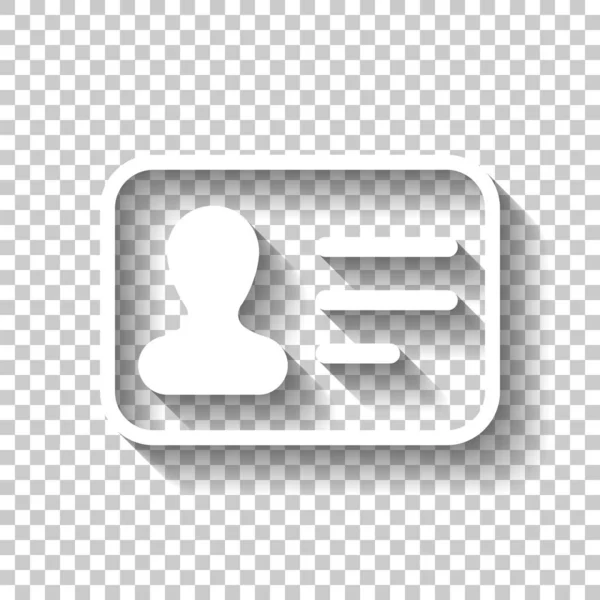 Icono Tarjeta Identificación Perfil Identificación Icono Blanco Con Sombra Sobre — Vector de stock