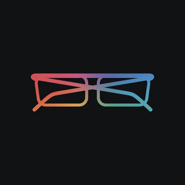 眼鏡のアイコン 虹色と暗い背景 — ストックベクタ
