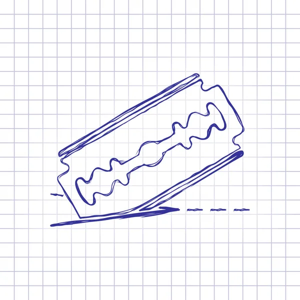 Razor Blade Cutting Line Simple Icon Hand Drawn Picture Paper — Stock Vector