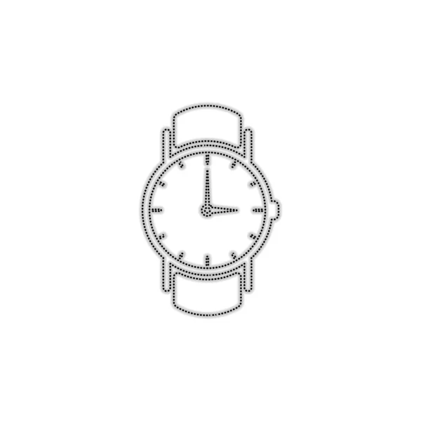 Classic Hand Horloge Met Pijlen Pictogram Gestippelde Omtrek Silhouet Met — Stockvector