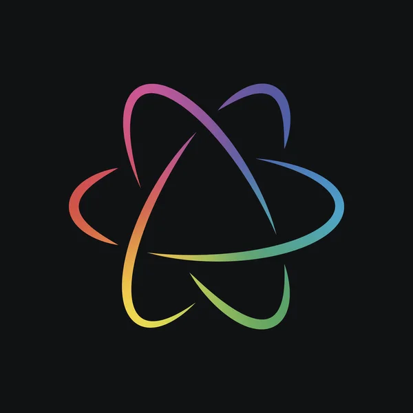 Επιστημονική Atom Σύμβολο Λογότυπο Απλή Εικόνα Ουράνιο Τόξο Χρώμα Και — Διανυσματικό Αρχείο