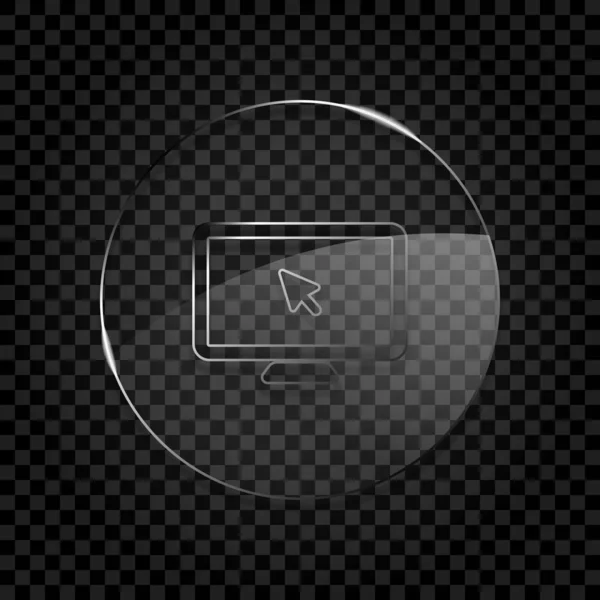 Настольный Компьютер Стрелка Мыши Простой Цифровой Значок Икона Круглом Стеклянном — стоковый вектор