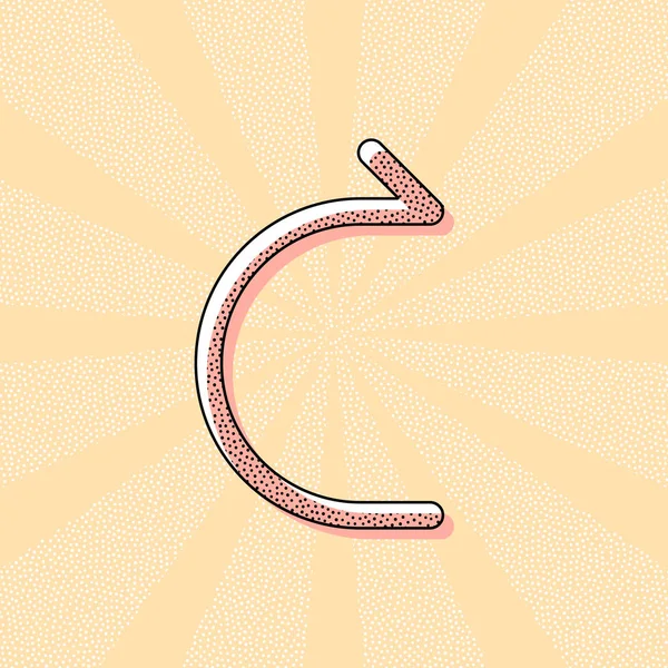 Basit ok, ileri. Doğrusal, ince anahat. Retro Vintage tipografi ofset baskı etkisi ile. Çizgi roman pop sanat arka plan ile nokta poster