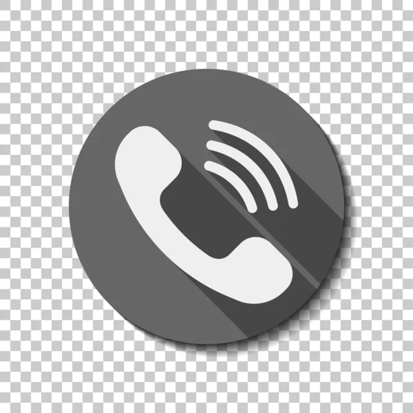 Дзвінок Значка Телефону Ретро Символ Біла Плоска Іконка Довгою Тінь — стоковий вектор