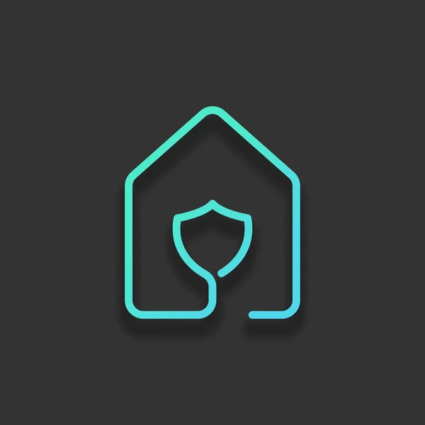 Maison Avec Icône Protection Style Ligne Concept Logo Coloré Avec — Image vectorielle