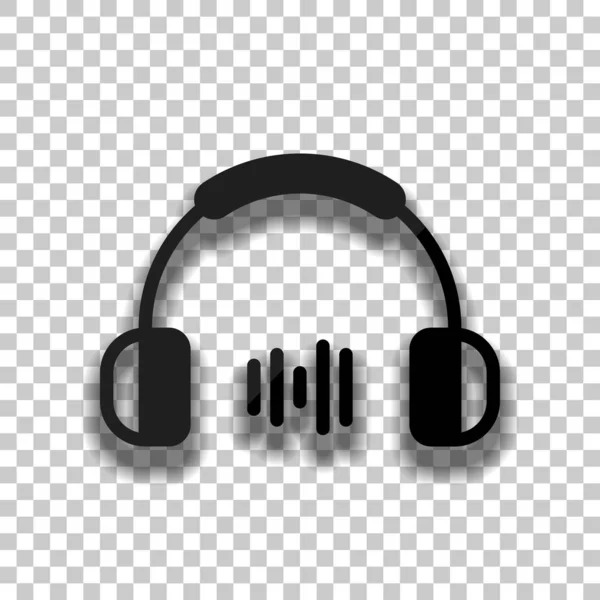 Auriculares Ondas Música Nivel Volumen Medio Icono Simple Icono Vidrio — Vector de stock