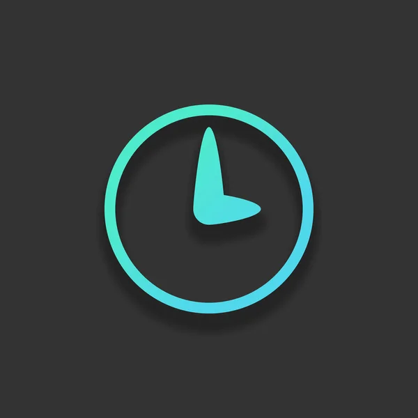 時計のシンプルなアイコン 暗い背景にソフト シャドウとカラフルなロゴのコンセプト 紺碧の海のアイコンの色 — ストックベクタ