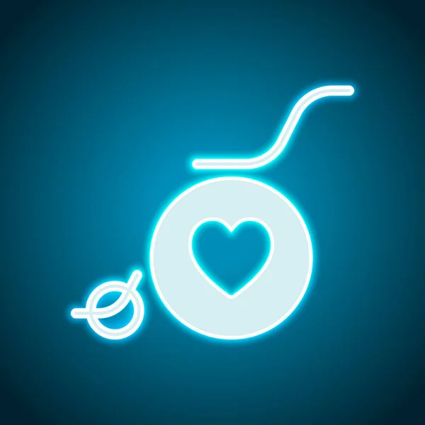 Wheelchair Heart Outline Icon Neon Style Light Decoration Icon Bright — Stock Vector