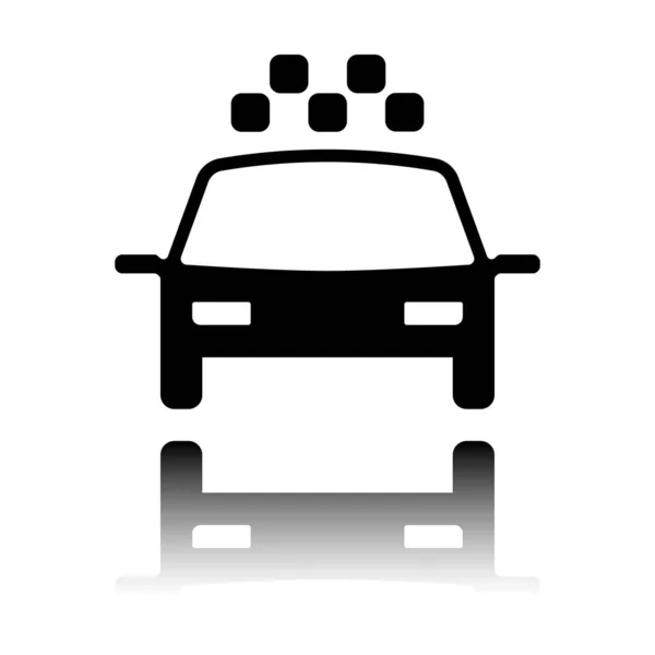 Taxi Taxi Coche Icono Simple Icono Negro Con Reflejo Espejo — Vector de stock