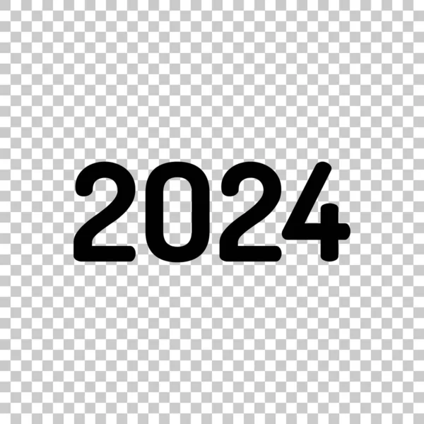 2024 Número Icono Feliz Año Nuevo Sobre Fondo Transparente — Vector de stock