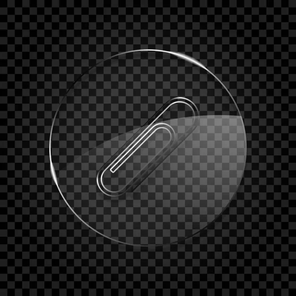 Icône Trombone Icône Cercle Bulle Verre Sur Grille Transparente Sombre — Image vectorielle