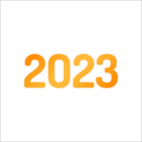 2023 数字アイコン 明けましておめでとう オレンジに白い背景の上の低照度で署名します — ストックベクタ