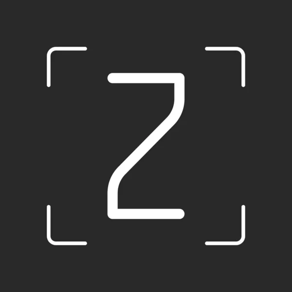 Αριθμός Αριθμητικό Δύο Λευκό Αντικείμενο Στην Κάμερα Αυτόματης Εστίασης Σκούρο — Διανυσματικό Αρχείο
