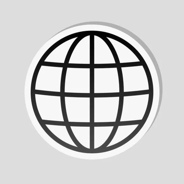 Icône Globe Simple Ligne Contour Fin Style Autocollant Avec Bordure — Image vectorielle