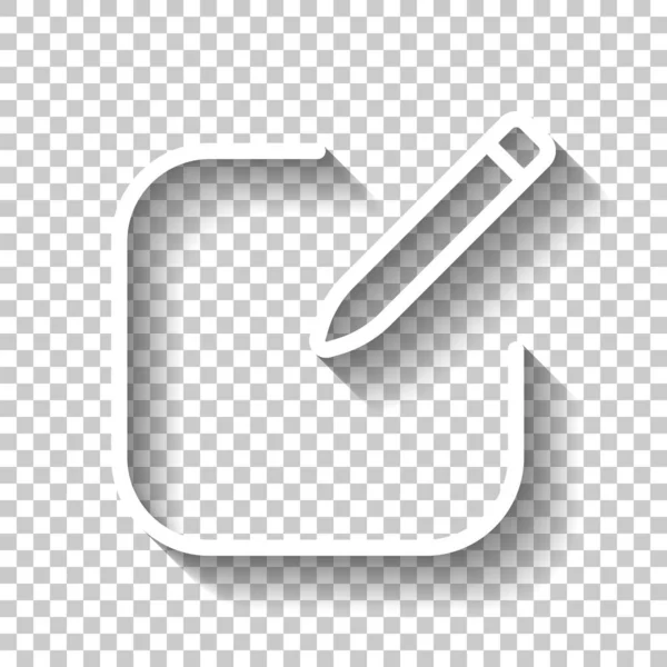 Editar Icono Cuadrado Pluma Esquema Lineal Delgado Icono Blanco Con — Archivo Imágenes Vectoriales