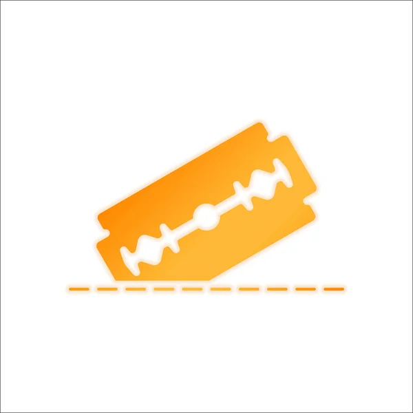 Razor Blade Cutting Line Simple Single Icon Orange Sign Low — Stock Vector