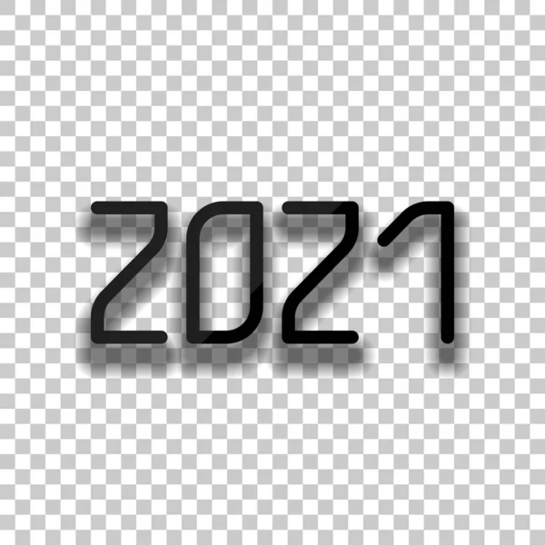 Εικονίδιο Αριθμού 2021 Ευτυχισμένος Καινούριος Χρόνος Μαύρο Γυαλί Εικονίδιο Μαλακό — Διανυσματικό Αρχείο