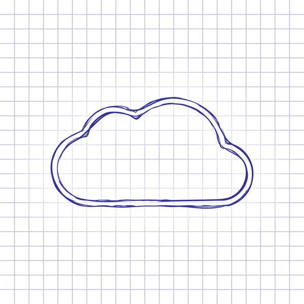 Simple Cloud Linear Symbol Thin Outline Hand Drawn Picture Paper — Stock Vector