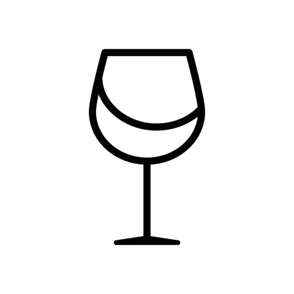 Bicchiere Vino Contorno Lineare Sottile — Vettoriale Stock