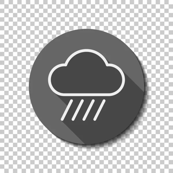 Wolken Regen Eenvoudige Weerpictogram Lineaire Stijl Witte Vlakke Pictogram Met — Stockvector
