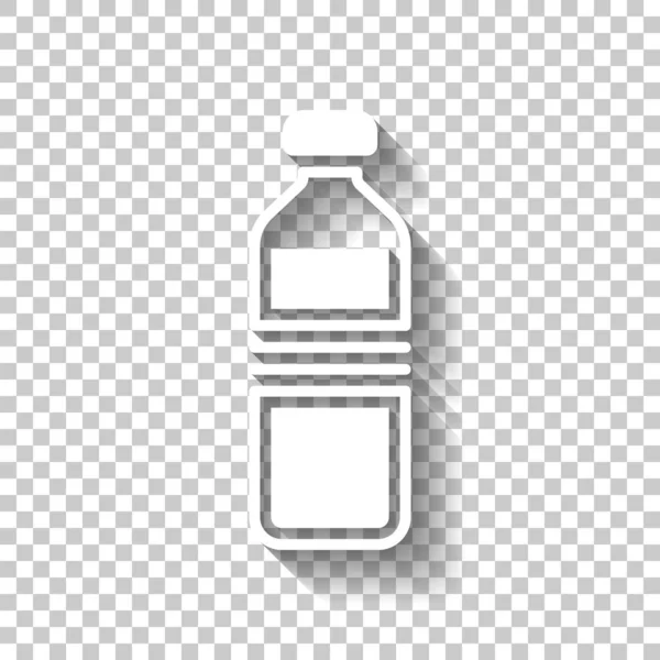 Fles Water Eenvoudige Pictogram Witte Icoon Met Schaduw Transparante Achtergrond — Stockvector