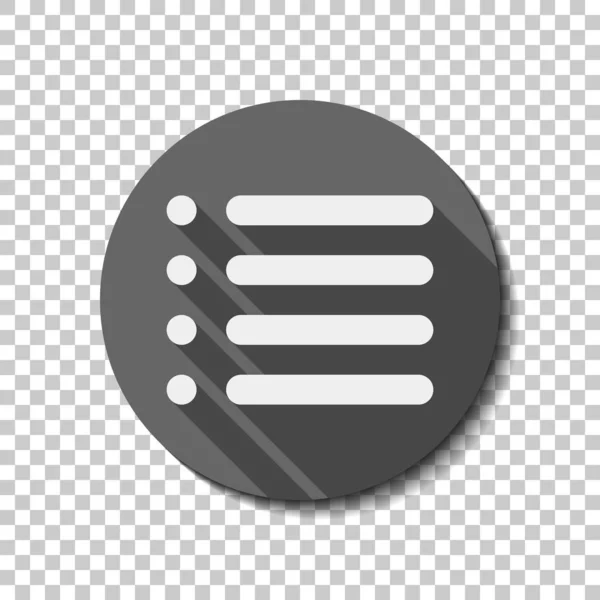Icono Menú Lista Simple Icono Plano Sombra Larga Círculo Rejilla — Archivo Imágenes Vectoriales