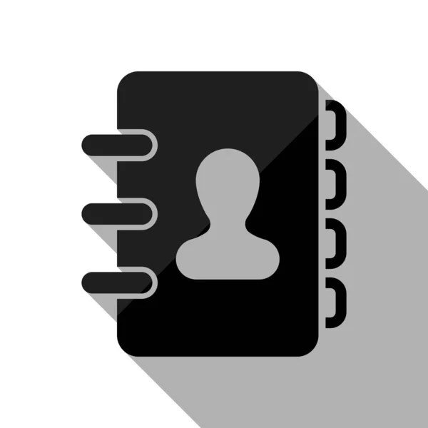 Libreta Direcciones Con Persona Portada Icono Simple Objeto Negro Con — Vector de stock