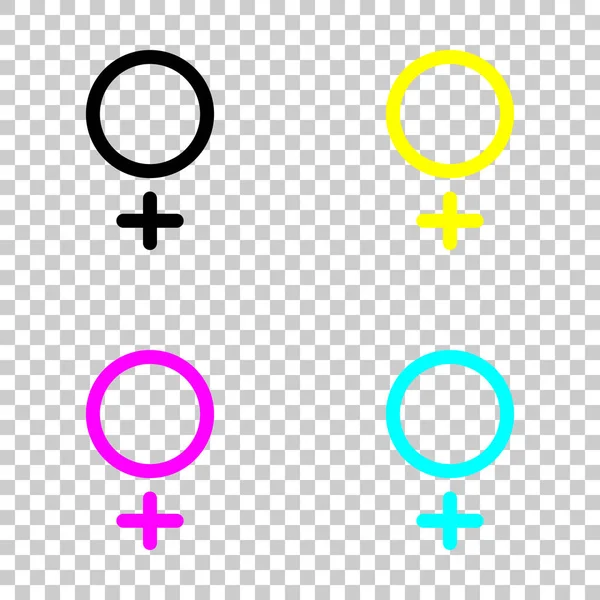 Símbolo Género Símbolo Lineal Icono Las Mujeres Simples Conjunto Coloreado — Archivo Imágenes Vectoriales