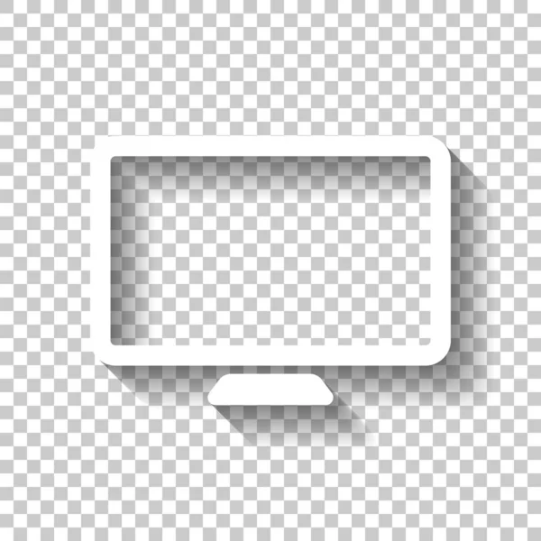 Monitor Computadora Moderna Icono Simple Icono Blanco Con Sombra Sobre — Vector de stock