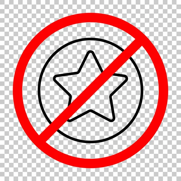 Star Circle Icon Allowed Black Object Red Warning Sign Transparent — Stock Vector