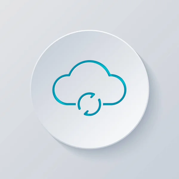 outline update simple cloud icon. linear symbol with thin outline. Cut circle with gray and blue layers. Paper style