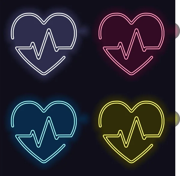 Heart Pulse Line One Line Style Linear Icon Thin Outline — Stock Vector