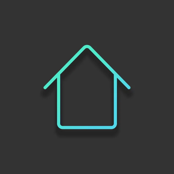 简单的房子图标 五颜六色的标志概念与黑暗背景上的软阴影 蔚蓝的海洋的图标颜色 — 图库矢量图片