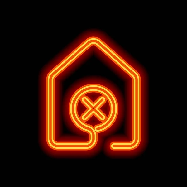 Haus Mit Falschem Markensymbol Linienstil Orangefarbener Neonstil Auf Schwarzem Hintergrund — Stockvektor