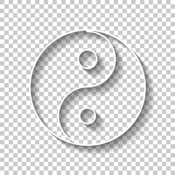 Yin Yan Symbol Znak Biały Kontur Cień Przezroczystym Tle — Wektor stockowy