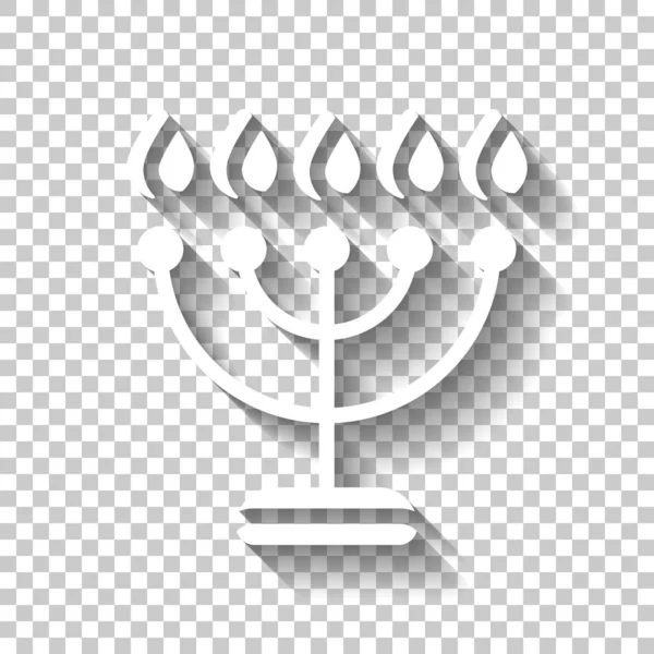 Hanukkah Ikonen Eller Menorah Lampa Kontur Judiska Ljus Vit Ikon — Stock vektor